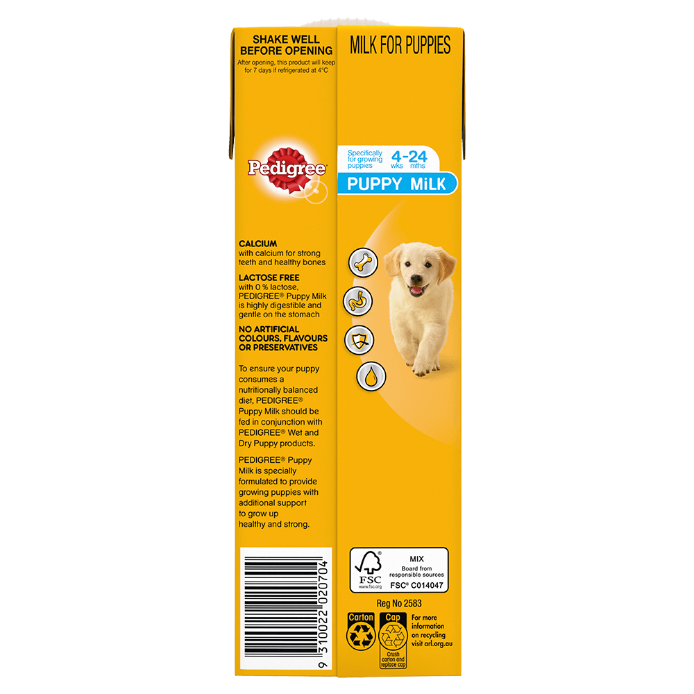 PEDIGREE® Dog Treat Puppy Milk 1L Carton back